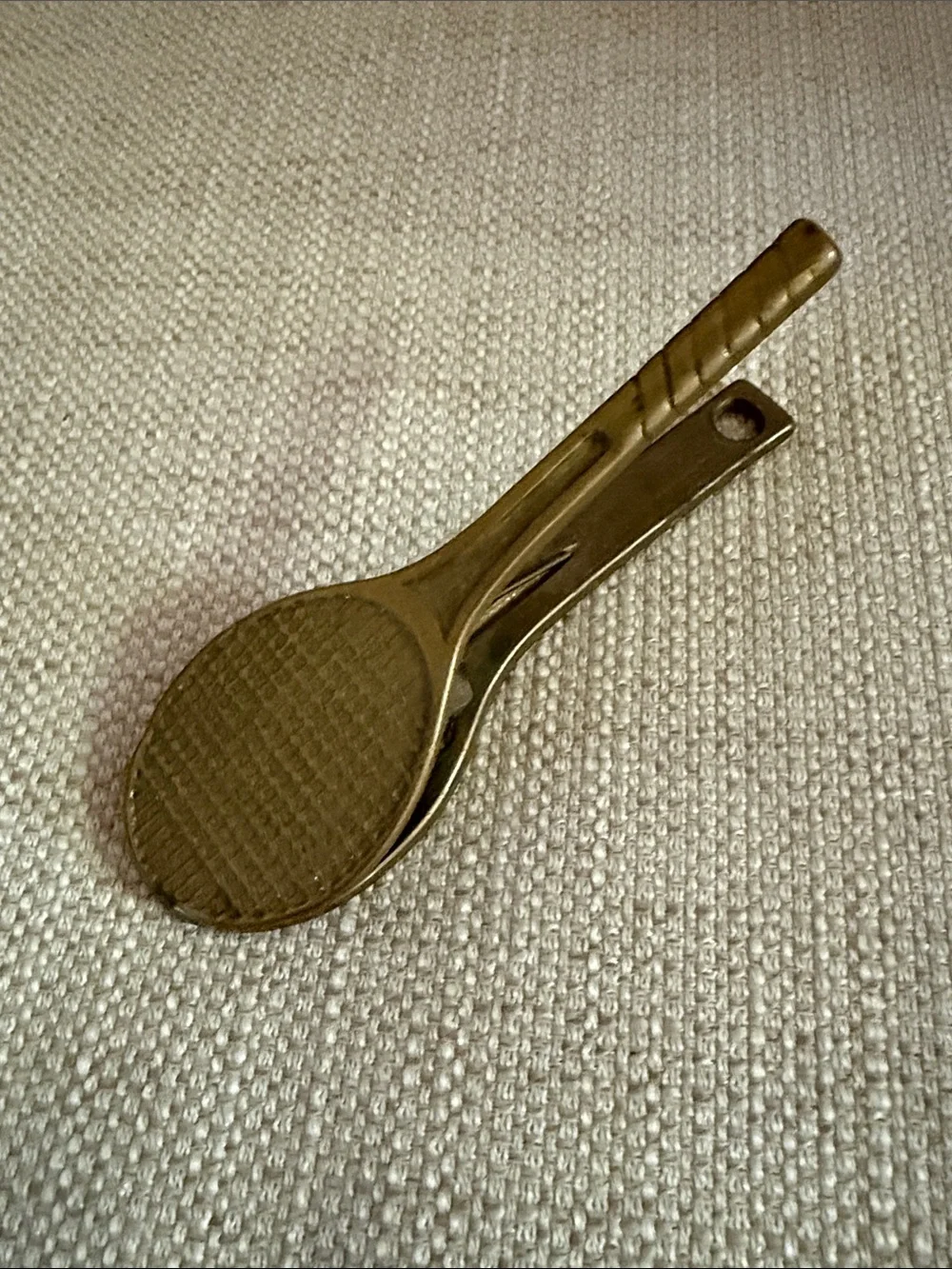 Vintage Tennis Racket Brass Paper Clip